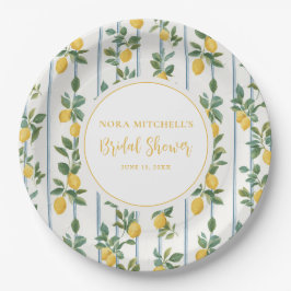 Prato De Papel Chá de Noiva em Aquarela Limão Estilo Italiano Vin