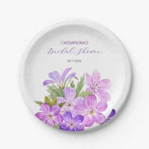 Prato De Papel Chá de Noiva Flor de Gerânio Violeta Rosa