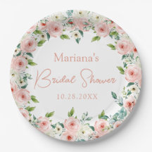 Chá de Noiva Floral Aquarela Branca e Pêssego