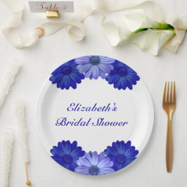 Prato De Papel Chá de Noiva Floral Azul
