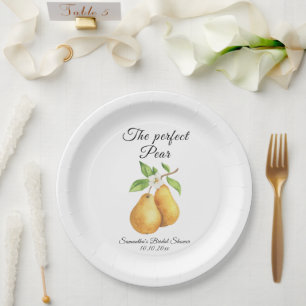Prato De Papel Chá de Noiva Floral de Pera Perfeita em Aquarela