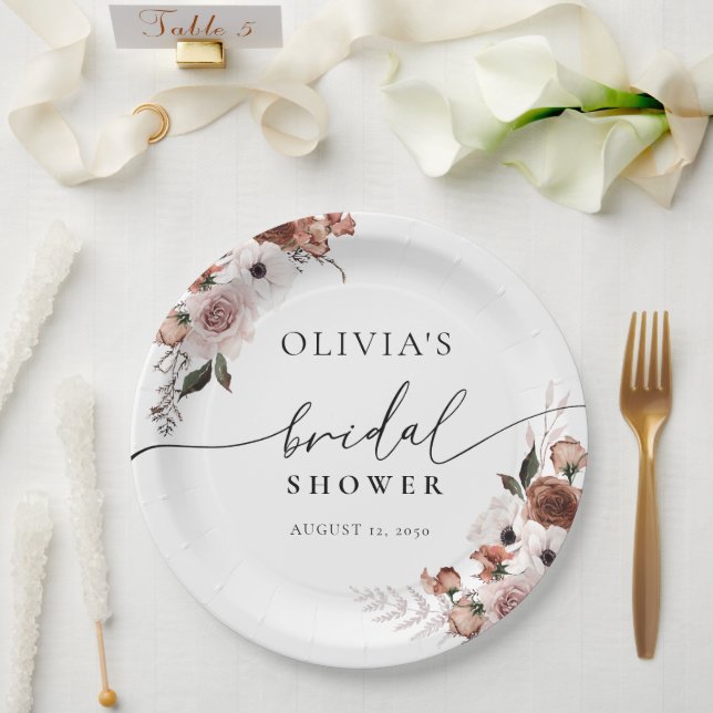 Prato de Papel Chá de Noiva Floral de Seda (Casamento)