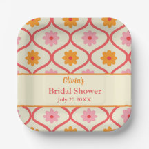 Chá de Noiva Floral Retro Ogee Moderno de Meados d