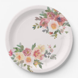 Prato De Papel Chá de Noiva Floral Rosa Elegante