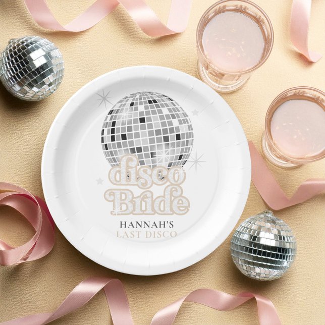 Prato De Papel Chá de Noiva Retro Disco Bride  (Criador carregado)