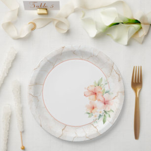 Prato De Papel Chá de Noiva Summer Breeze Blush Pêssego Hibisco