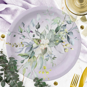 Prato De Papel Chá de Noiva Verde Água-forte Lavanda Roxa
