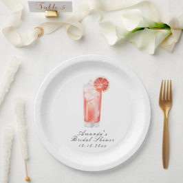 Prato De Papel Chá de Noiva Watercolor Citrus Cocktail