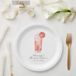 Prato De Papel Chá de Noiva Watercolor Citrus Cocktail