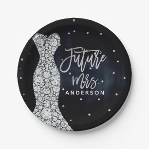 Prato De Papel Chá de panela azul moderno do vestido de casamento