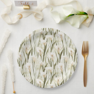 Prato De Papel Chá de panela bonito Calla Lilly Flowers