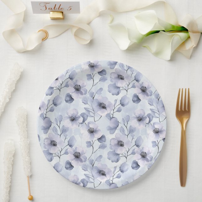 Prato De Papel Chá de panela bonito das Flores Roxas (Casamento)