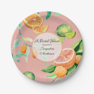 Prato De Papel Chá de panela Citrus Tea Party Orange Pink Folha