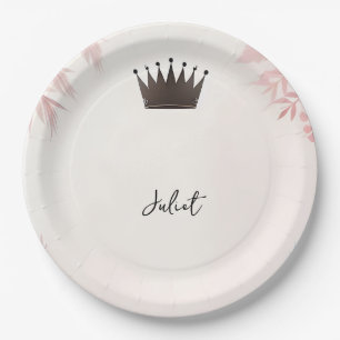 Prato De Papel Chá de panela Cor-de-rosa Leve Glam Regal com Tulh