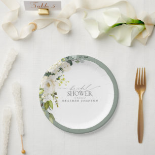 Prato De Papel Chá de panela de Aquarela Verde da Cinza Branca E