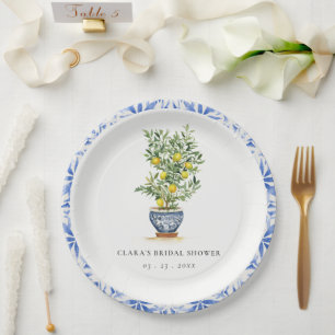 Prato De Papel Chá de panela de Árvore de Limão Amarelo Boho Wate