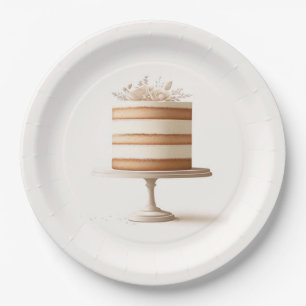 Prato De Papel Chá de panela de Bolo Floral Branco de Camada Eleg