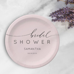 Prato De Papel Chá de panela de Caligrafia Preta e Rosa Boho