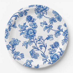 Prato De Papel Chá de panela de Chinoiserie Azul e Branco