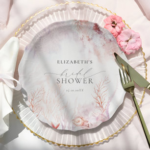 Prato De Papel Chá de panela de Flora Rosa-Rosa-Dusty