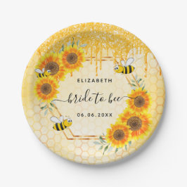 Prato De Papel Chá de panela de flores solares de ouro de abelha