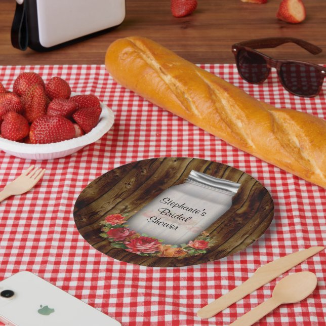 Prato De Papel Chá de panela de Flower Wreath do Jar (Piquenique)