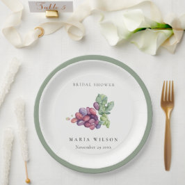 Prato De Papel Chá de panela de Folhagem de Grama de Aquarela Ele