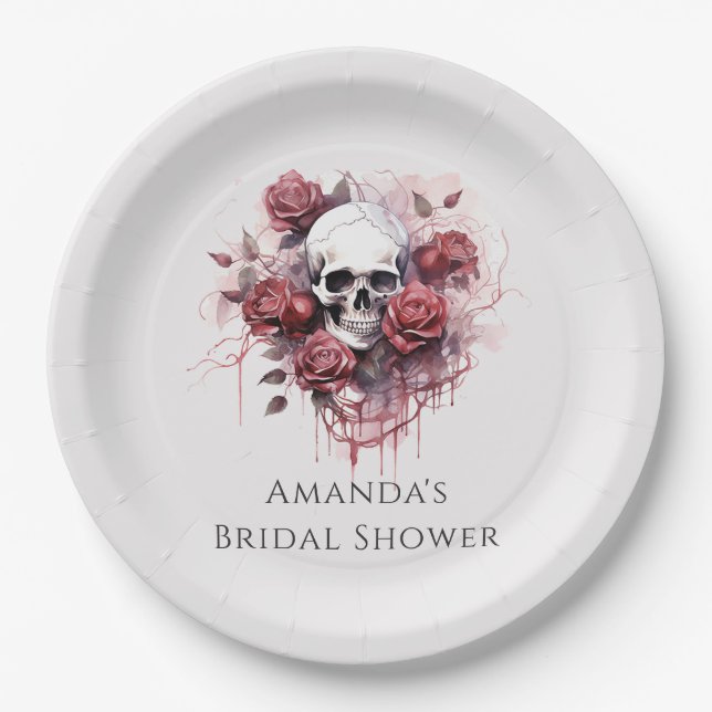 Prato De Papel Chá de panela de Halloween Rosa gótico (Frente)