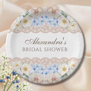 Prato De Papel Chá de panela de Hydrangea Azul Branco-Rosa