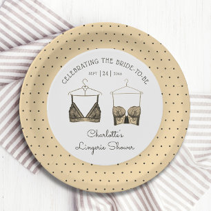 Prato De Papel Chá de panela de Lingerie de Aquarela Chic Black