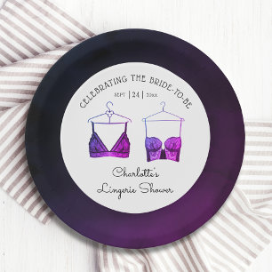 Prato De Papel Chá de panela de Lingerie de Aquarela Chic Black