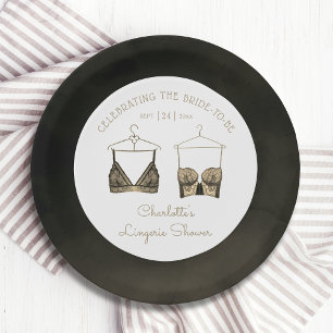 Prato De Papel Chá de panela de Lingerie de Aquarela Chic Black