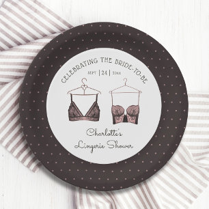 Prato De Papel Chá de panela de Lingerie de Aquarela Preta