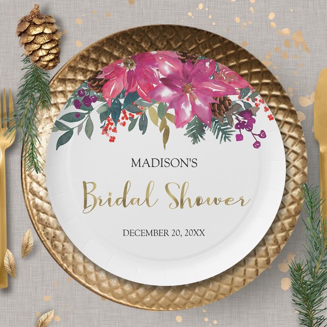 Prato De Papel Chá de panela de Natal de Poinsettia Rosa (Criador carregado)