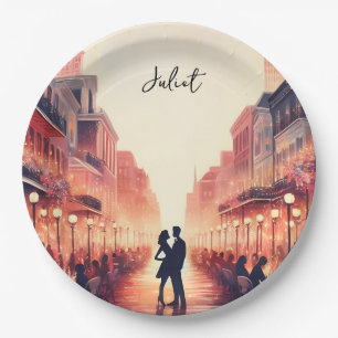 Prato De Papel Chá de panela de Nova Orleans no Oceano de Praia