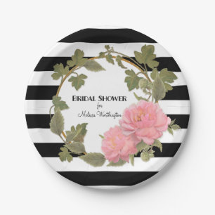 Prato De Papel Chá de panela Decor Black Strike Peony Wreath