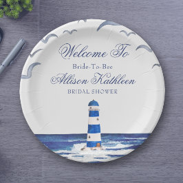 Prato De Papel Chá de panela do mar costeiro azul