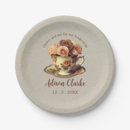 Prato De Papel Chá de panela do Partido Floral Floral Dourado Vin