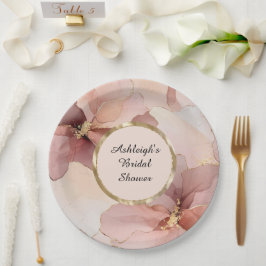 Prato De Papel Chá de panela Dourado Romântico Blush Rosa