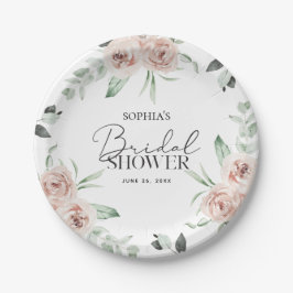 Prato De Papel Chá de panela Eucalipto Floral Dusty Pink Blush