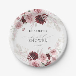 Prato De Papel Chá de panela Floral Blush Blush Rosas Rosa