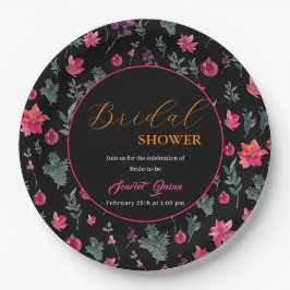 Prato De Papel Chá de panela floral cor-de-água empoeirada rosa e