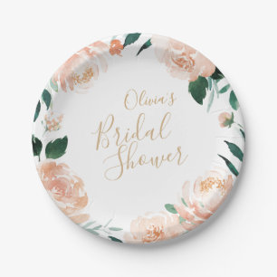 Prato De Papel Chá de panela floral de pêssego do jardim romântic