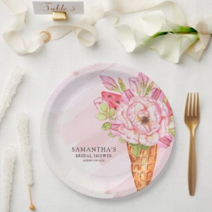 Prato De Papel Chá de panela Floral de Sorvete de Aquarela