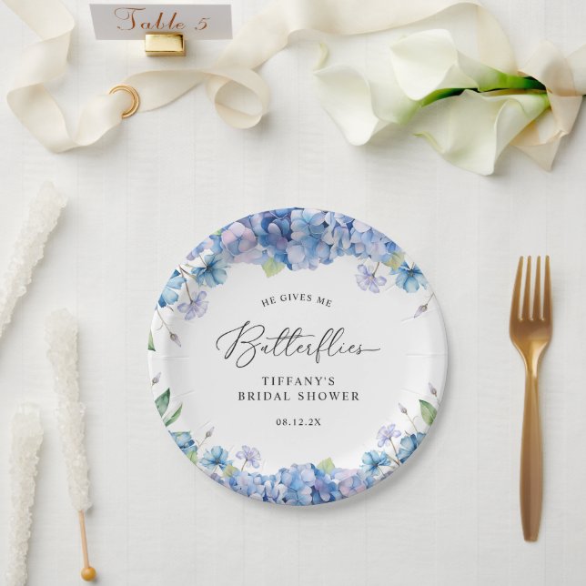 Prato De Papel Chá de panela Floral Moderno - Azul (Casamento)