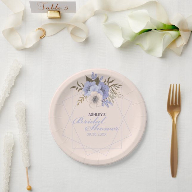 Prato De Papel Chá de panela Geométrico de Pastel Violeta (Casamento)