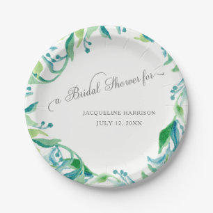 Prato De Papel Chá de panela Laurel Leaf Wreath Olive Watercolor