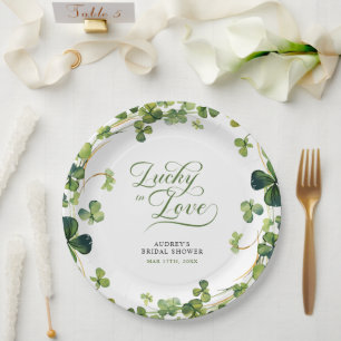 Prato De Papel Chá de Panela Lucky in Love Trevo Verde