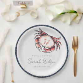 Prato De Papel Chá de panela Náutico do Caranguejo Marinho Vermel