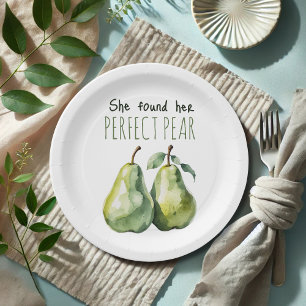 Prato De Papel Chá de panela Perfeito de Pear de Brunch Verde